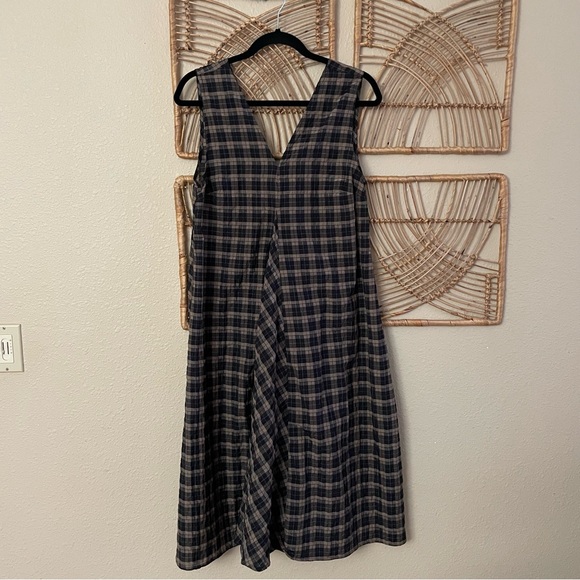 GANNI Seersucker Plaid Check Dress Black Brown Quiet Luxury Classic Sz 38 M B30 - Picture 3 of 13